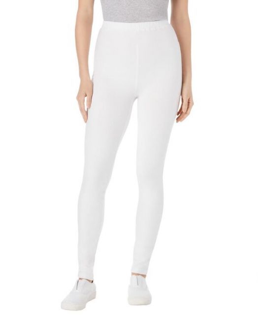 送料無料 ウーマン ウィズイン レディース レギンス ボトムス Plus Size Within Stretch-Cotton Knit Pull-On Leggings White