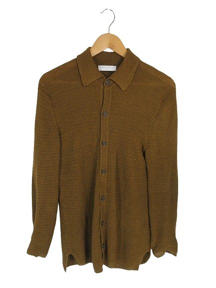 フィリッポデローレンティス FILIPPO DE LAURENTII カーディガン 長袖 ボタン 無地 ブラウン サイズ48 QQQ