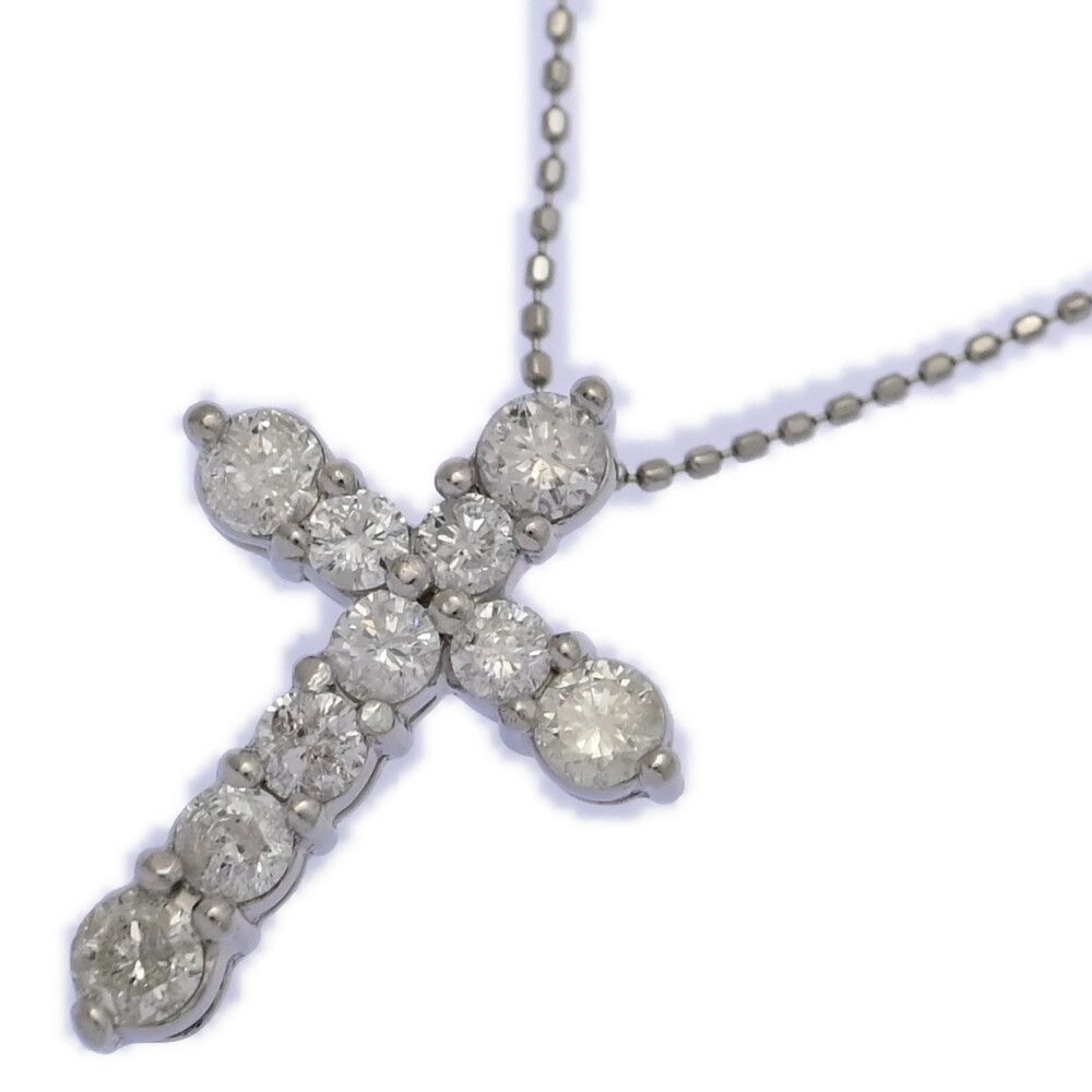 1.00ct|クロスモチーフ･ダイヤモンド ネックレス･ペンダント|Pt900-Pt850-3.6g|プラチナ|プレゼント|記念日 ♀ S レディース 593654