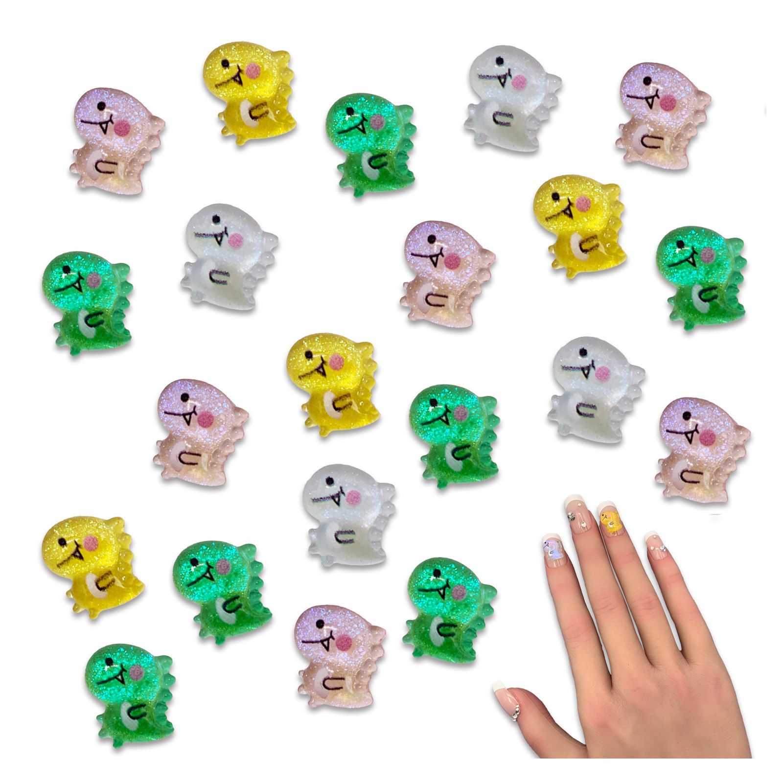 3dネイルパーツ アニマル どうぶつ デコパーツ ネイルパーツ 恐竜 動物 混色 ラメ 10.5mm アニマル 50個 樹脂製 3D