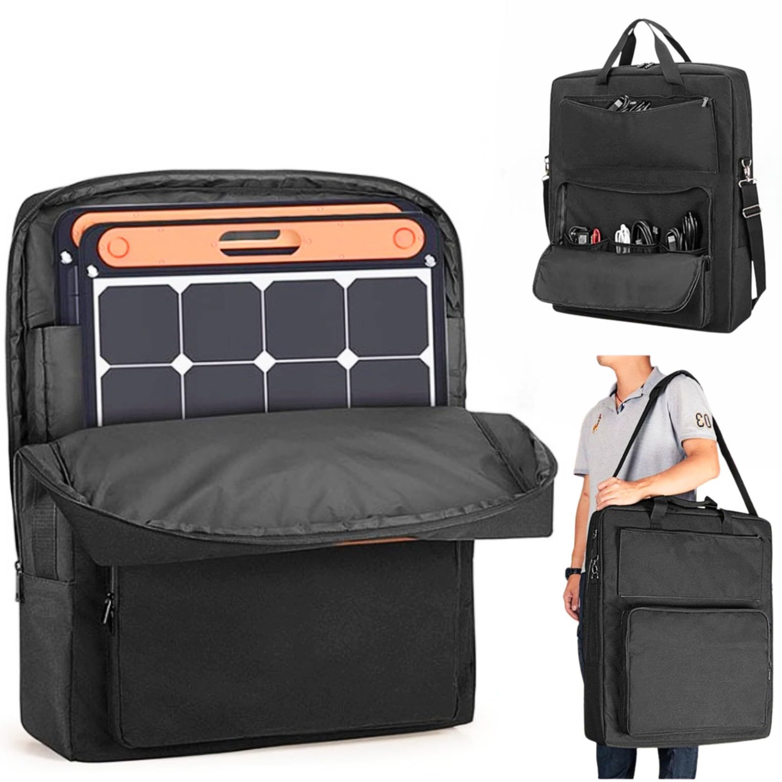 merrytime ソーラーパネル収納バッグ ケース 2枚収納 Jackery SolarSaga 100 200 対応 ポータブル電源 防災 キャンプ 車中泊 アウトドア