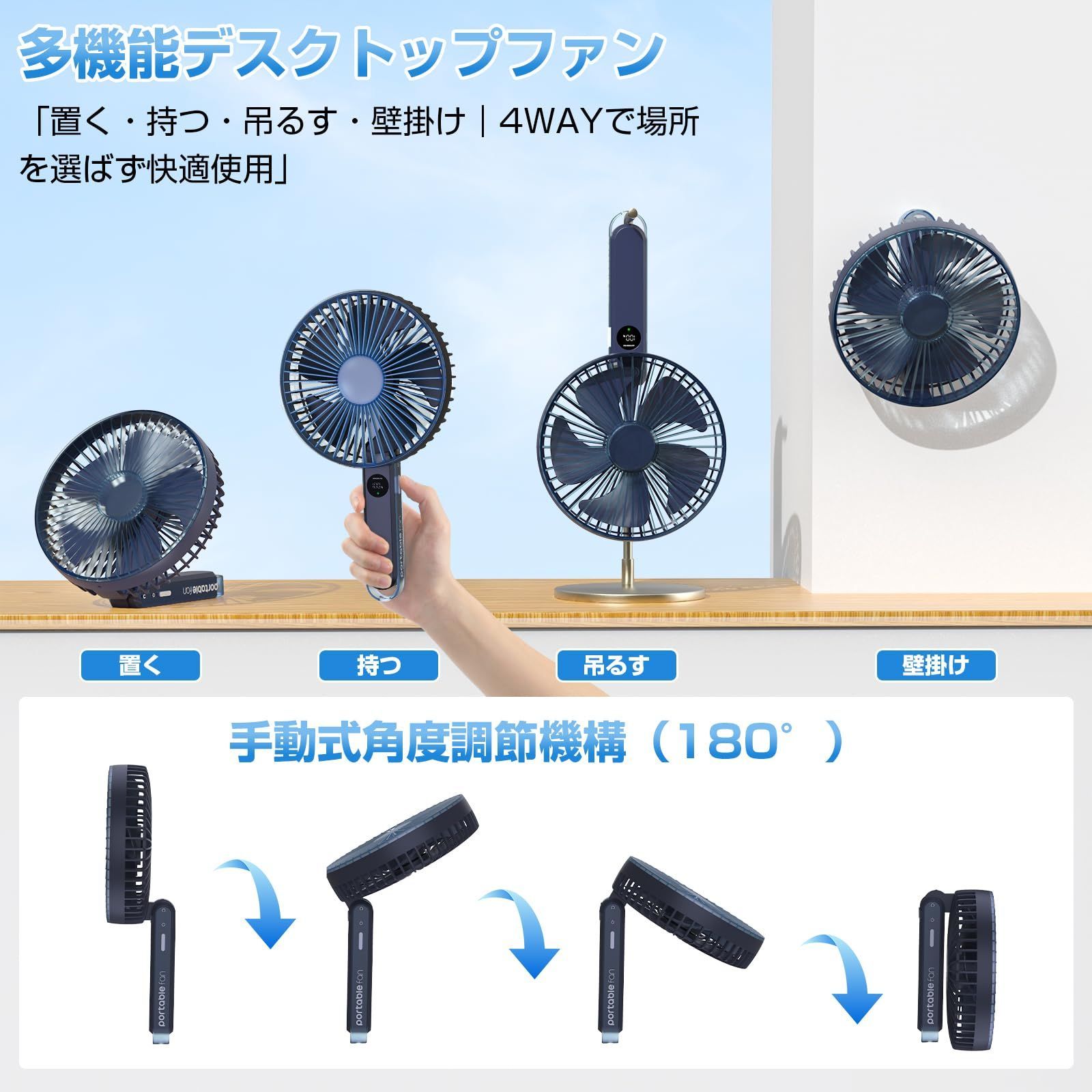 【4way仕様でとにかく便利＆使い方が自由自在❤風量調整できる❣】扇風機 2025新登場】腰掛け扇風機 4WAY腰掛けファン 冷風機 4WAY扇風機