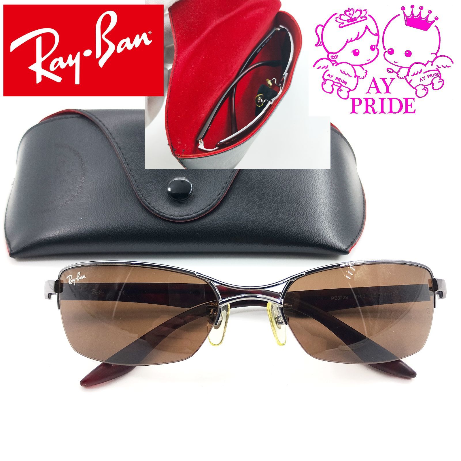 レイバン ハーフリム サングラス べっ甲柄 ブラウン RB3223 004/3 5519 130、RayBan CE (管理番号：18-02) -  公式卸売価格