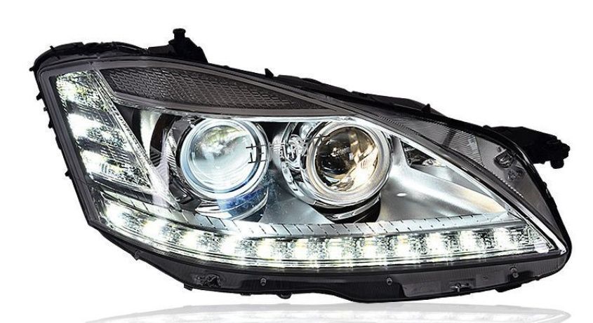 2006-2008年型メルセデス ベンツSクラス W221 ヘッドライトユニット S300 S350 S500 従来型改装 新型LEDデイタイムランニングライト 2P