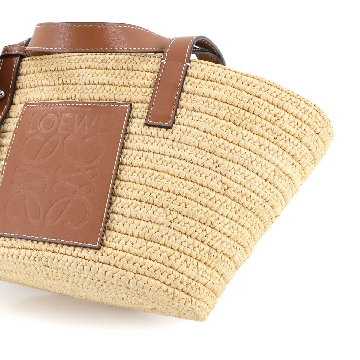 【送料込】LOEWE エレファントバスケットバッグ ラフィア レザー LOEWE】 エレファント バスケットバッグ (ラフィア＆カーフ)