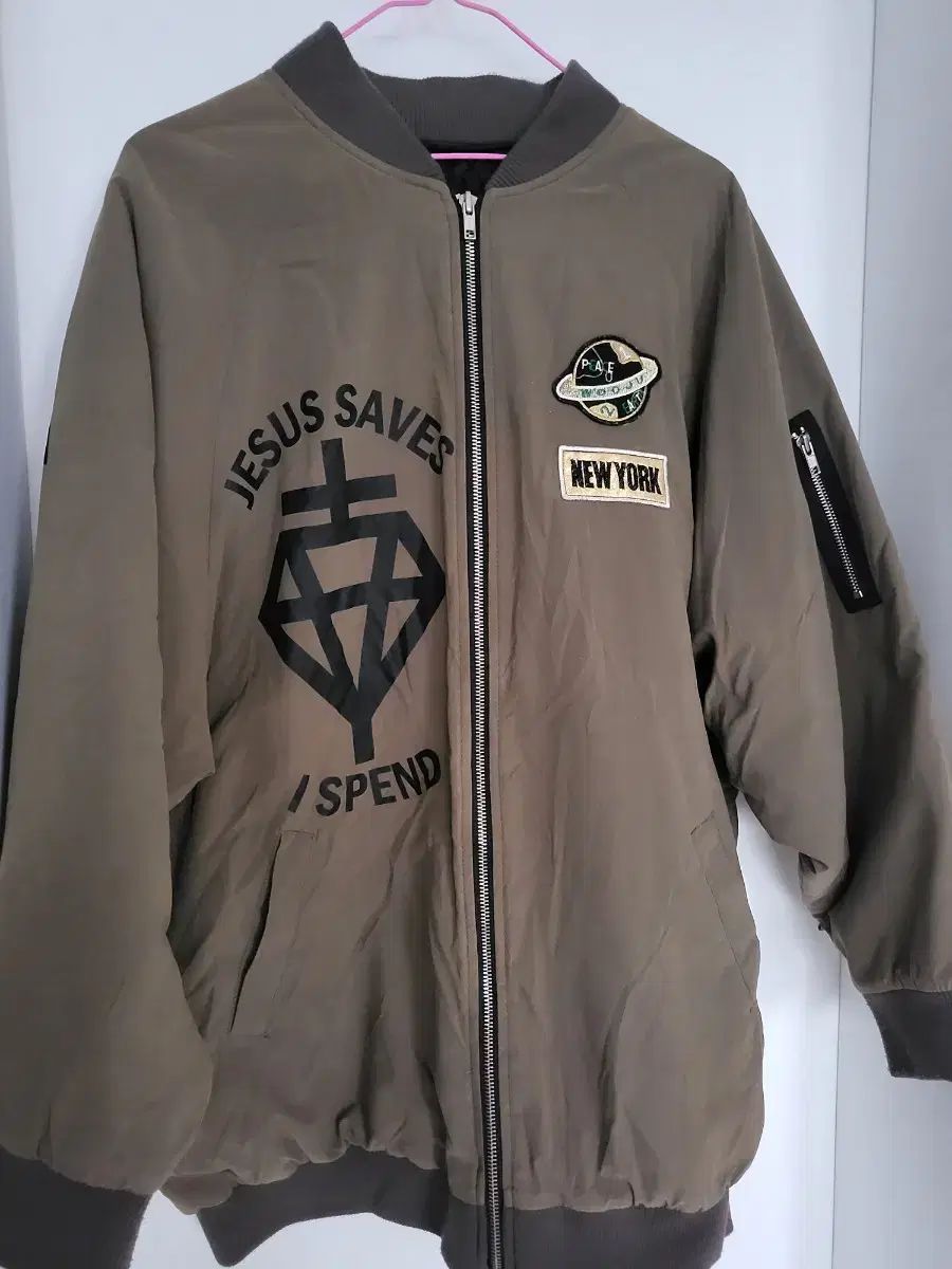スチームベージュ オーバーサイズ ボンバー ジャケット XL