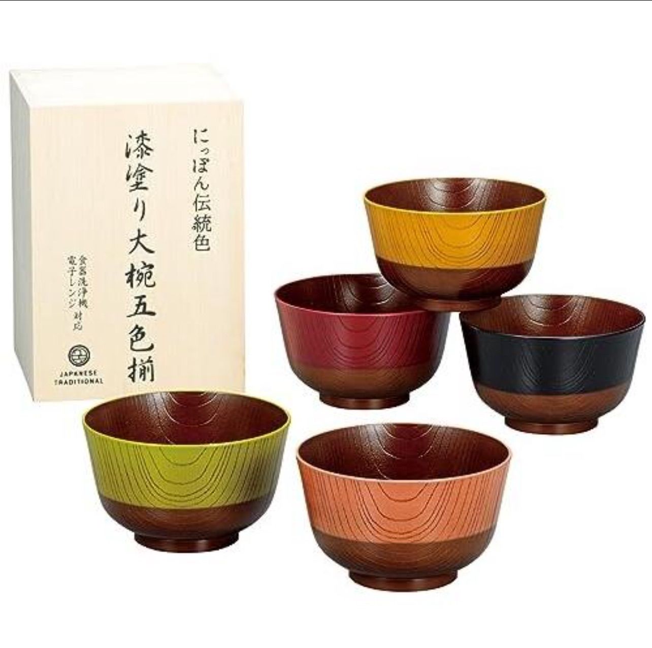 カノー 日本伝統色 漆塗 大椀 330ml 5色揃 木箱入り 16999 カノー 日本伝統色 漆塗 大椀 330ml 5色揃 木箱入り 16999