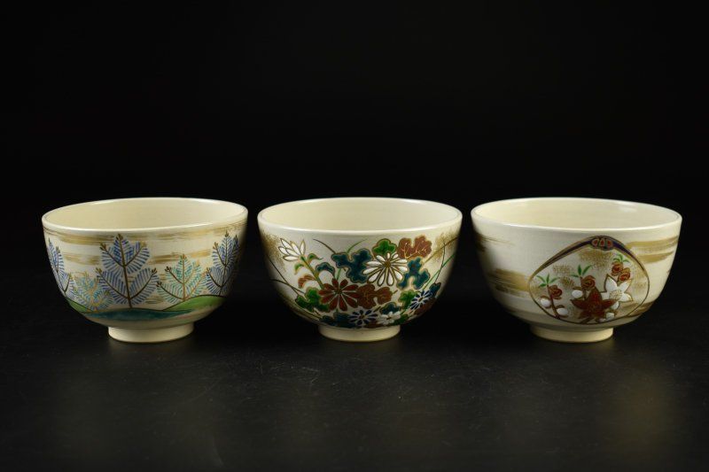 蔵A5486k 平安景雲 茶碗 五客 共箱 茶道具