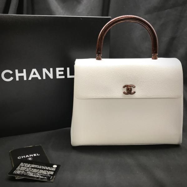 CHANEL シャネル キャビアスキン ウッド調 ハンド バッグ ケリー