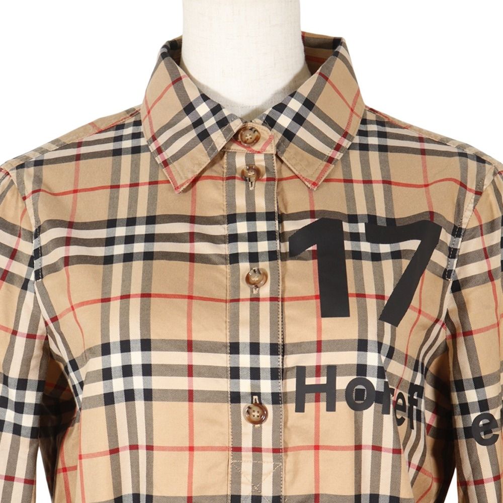 バーバリー ハーフボタンワンピース ノバチェック 8061283 コットン ベージュ レディース ワンピース