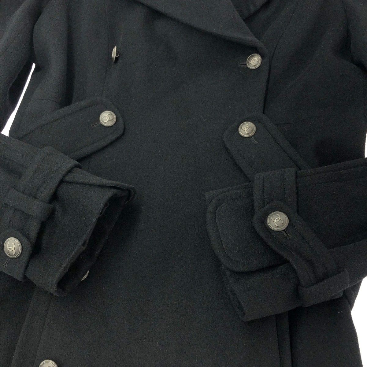 【希少】　シャネル　ロングコート　ココマーク　ブラック　ゴールド　アウター CHANEL シャネル ロングコート サイズ:40 ココマーク釦/カシミヤ100
