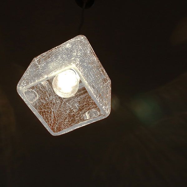 クラックキューブ ペンダントライト 1灯 LED対応 Clear 照明 ( ライト キシマ (1灯) 」 CUBE 「 CRACK | キューブ型クラックガラス製ペンダントライト1灯|LED