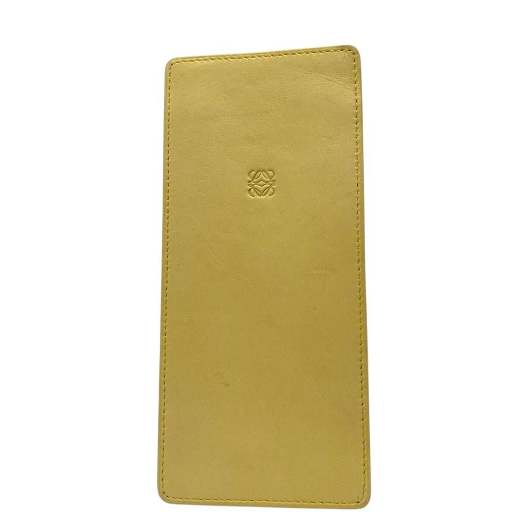 ロエベ LOEWE 眼鏡ケース 黄 イエロー アナグラム レザー 本革 w3 小物入れ ポーチ ブランド レディース メンズ