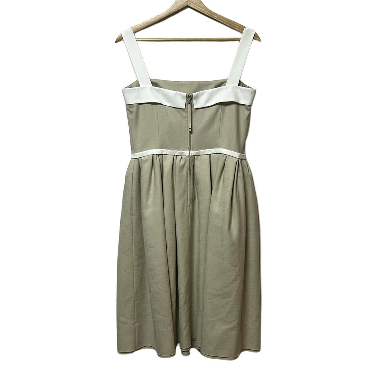 FOXEY NEW YORK フォクシーニューヨーク ワンピース サイズ42 L レディース - 33516 ベージュ×アイボリー ノースリーブ ロング リボン