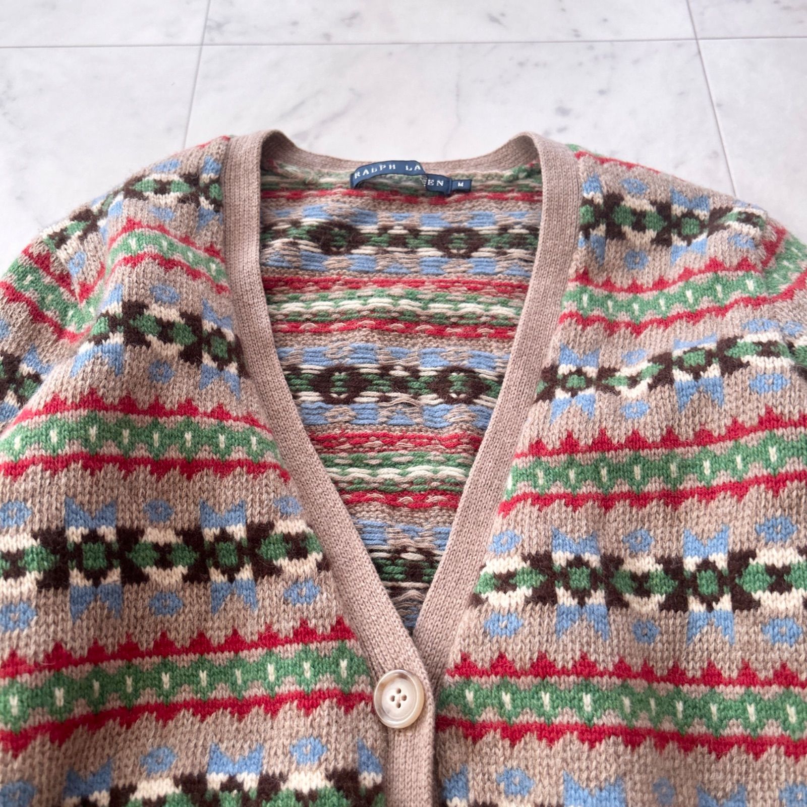 ラルフローレン ニット カーディガン Mサイズ  ラルフローレンパ－プルレ－ベル Mサイズカシミア入りカ-ディガン