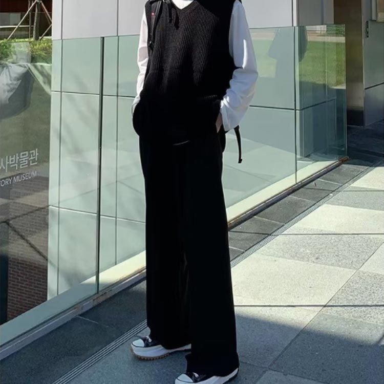 THEREDTHREADブーツカットパンツ ブラック×ホワイトSサイズ