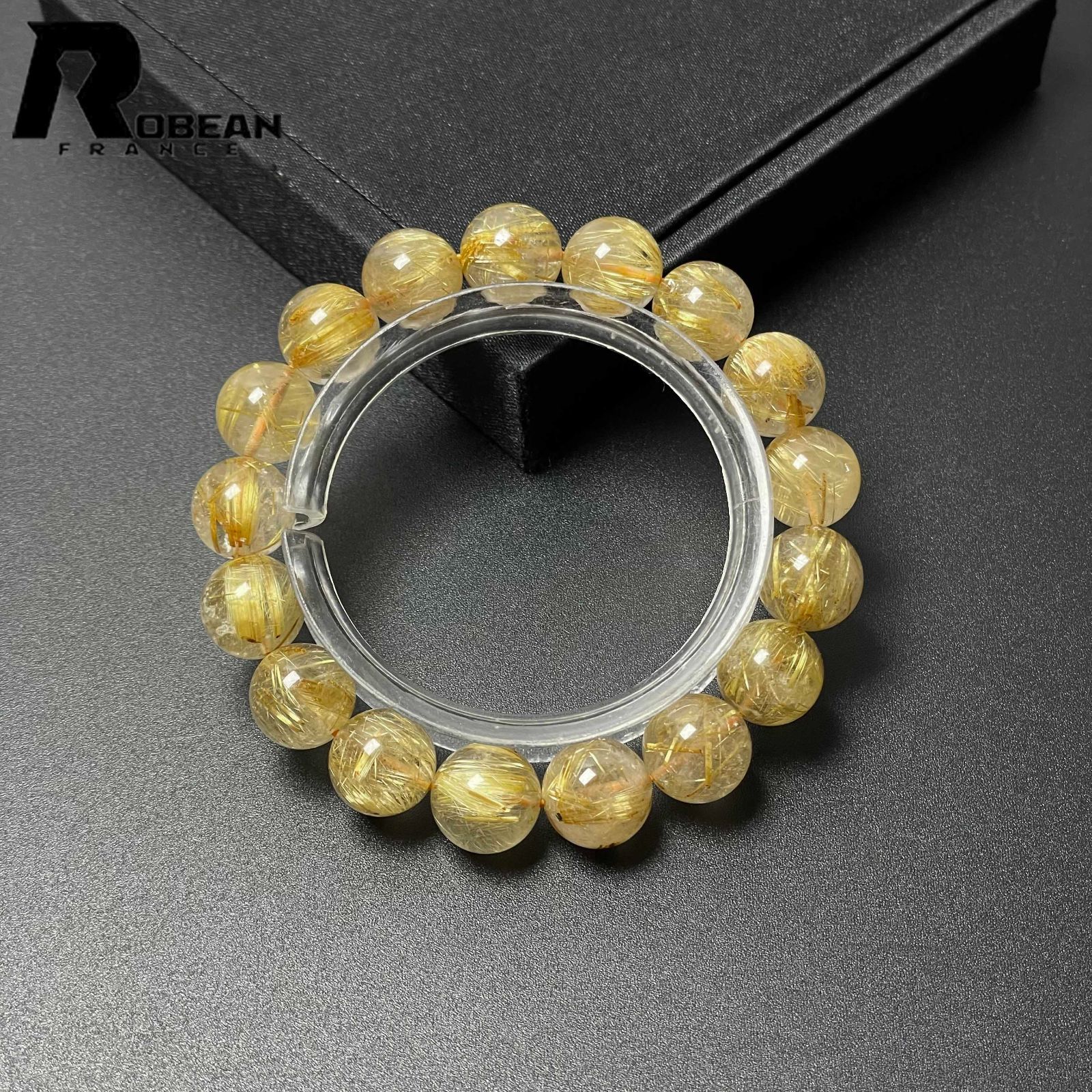 EU製 定価18万円 ROBEAN ! 満針ルチルクォーツ ブレスレット パワーストーン 天然石 金運 お守り プレゼント 11.8-12.2mm M0527330