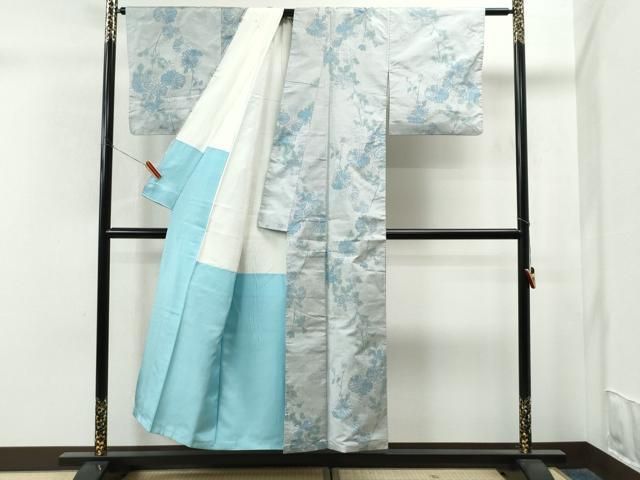 平和屋着物●本場大島紬　白大島　7マルキ　枝菊文　正絹　逸品　CAAS6747yc 平和屋着物○本場大島紬 白大島 7マルキ 枝菊文 正絹 逸品 CAAS6747yc