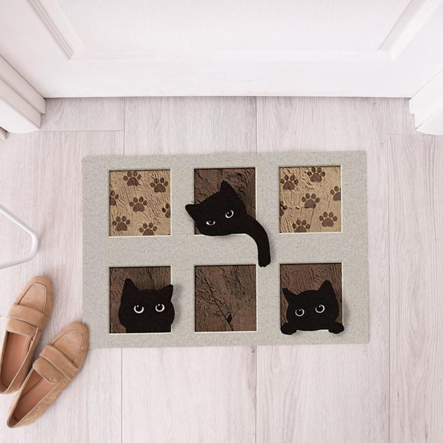 ラグマット泥落とし 洗える 玄関マット 屋外 屋内 カーペット  ネコ猫柄雑貨 玄関マット 屋外 おしゃれ ネコ 屋外マット 泥落とし ドアマット