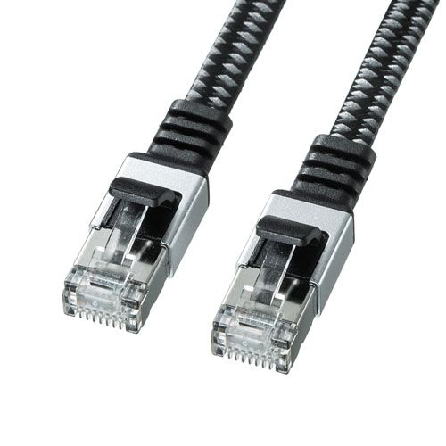  【5個セット】 サンワサプライ カテゴリ6AメッシュフラットLANケーブル KB-FL6AME-05BKX5 LANケーブル