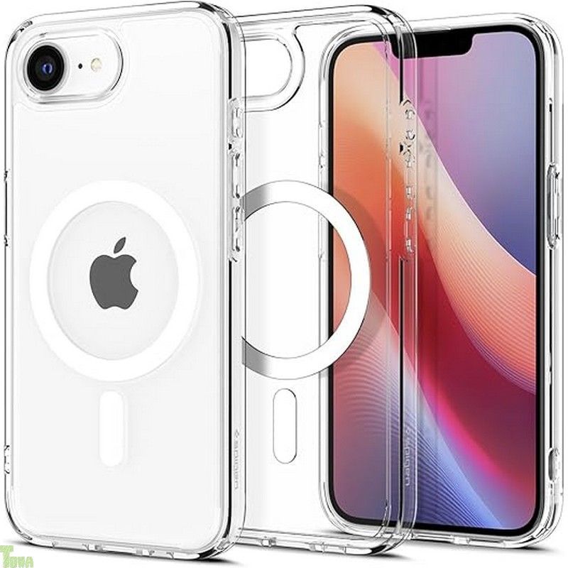 Spigen iPhone 16e ケース iPhone SE4 ケース 【MagSafe】アクセサリー対応 マグネット搭載 クリア 透明 ストラップホール 米軍MIL規格 ウルトラ・ハイブリッド・マグフィット ACS09139 (クリア・ホワイト