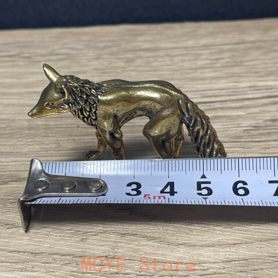 銅製 狐 茶台茶寵 茶道具 文机 事務室 装飾品 工芸品 置物