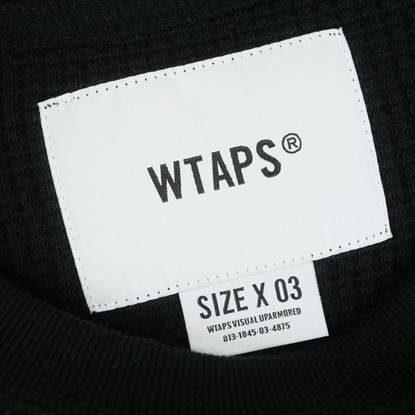Size【L】 WTAPS ダブルタップス 22SS WAFFLE LS BLACK ロンT 黒