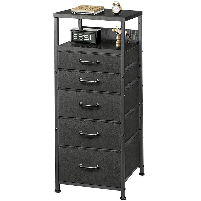 YeTom タンス 収納チェスト 洋服タンス たんす 箪笥 衣類収納 引き出し付き おしゃれ 収納ケース おしゃれ スリム 脱衣所収納 大容量 天板付き 6段5杯 40*30*93.5cm 黒い 0