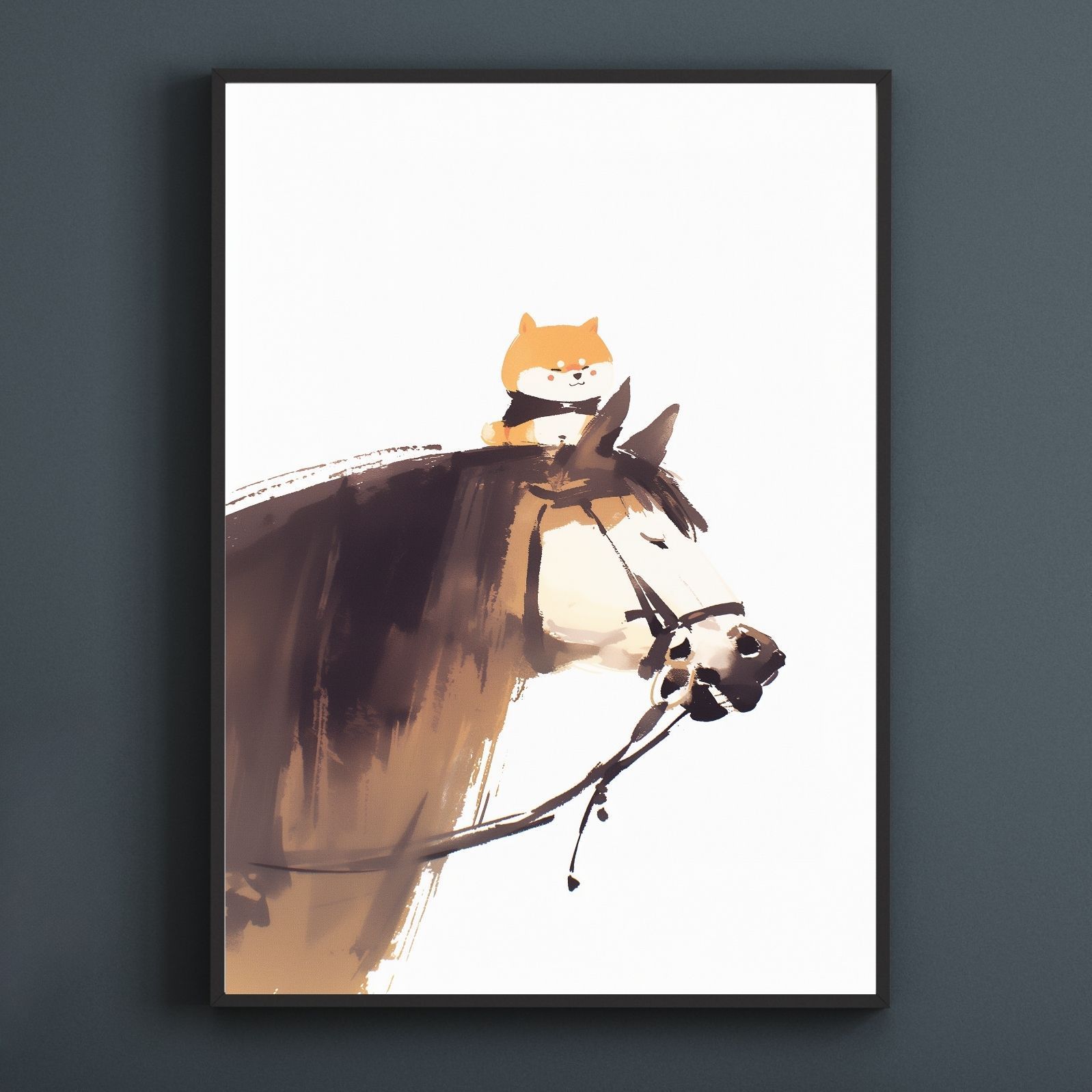 福寿 2026年 - 柴犬 豆柴犬 No.4 午年 馬 謹賀新年 賀正 新春 迎春 子犬 ペットロス うちの子 記念日 アートポスター 犬の絵 犬のイラスト ギフト プレゼント