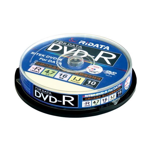 まとめ）Ri-JAPAN データ用DVD-R 10枚 D-R16X47G.PW10SP B〔×10セット