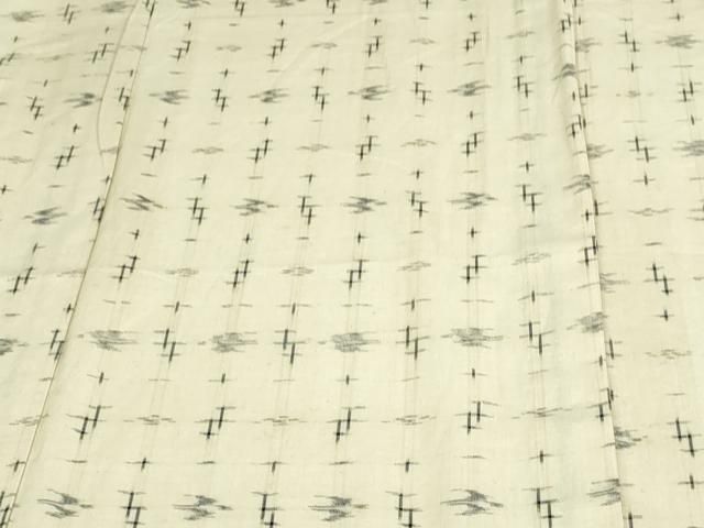 平和屋着物□極上 久留米絣 単衣 綿 白中絣 坂田織物謹製