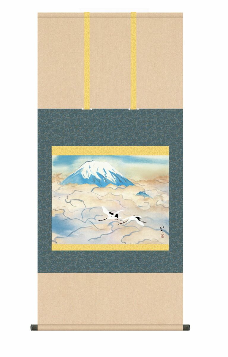 10年保証 掛け軸 名画複製画 舞鶴図 川端龍子 尺5 桐箱付き