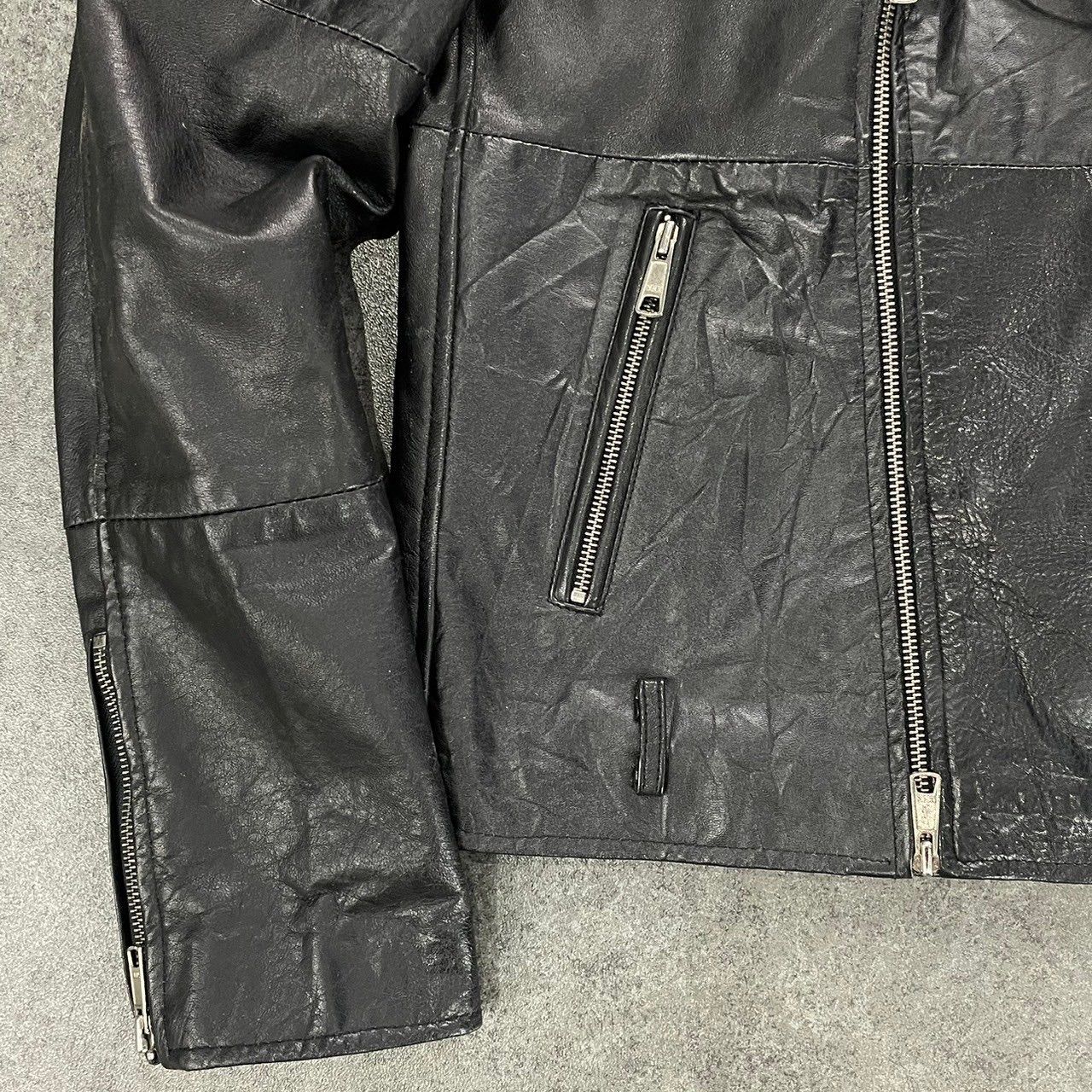 roshell Riders Leather Jacket Double Real Leather ロシェル ライダースジャケット  レザーライダースジャケット ダブル 本革 リアルレザー ブラック 黒 メンズ L - メルカリ