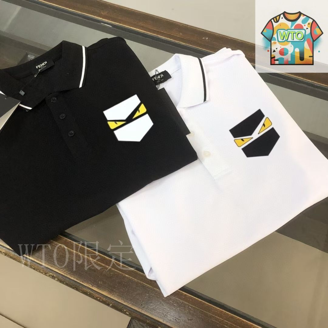 FENDI フェンディ ロゴ 立体 Tシャツ 半袖 ポロシャツ さらっと