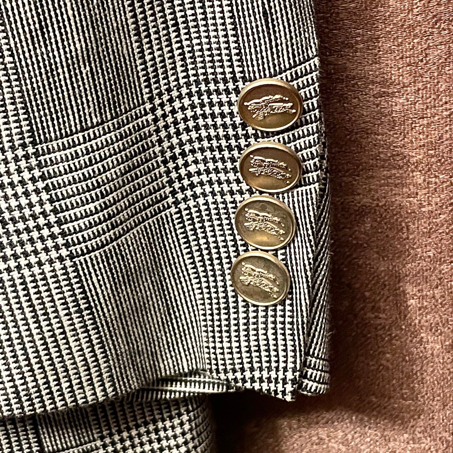 希少 VINTAGE BURBERRYS グレンチェック柄リネンテーラードジャケット