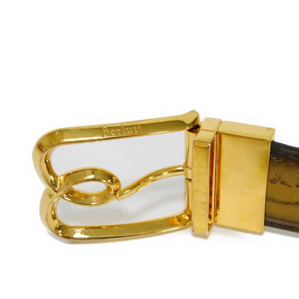 Berluti カリグラフィー ベルト レザー　スクリット　リバーシブル 美品 ベルルッティ BERLUTI ベルト リバーシブル カリグラフィ