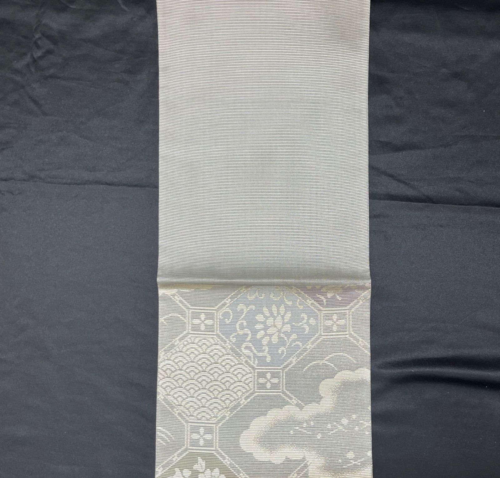 夏帯豪華絢爛綺麗美品長さ436cm絽グレー正絹六通袋帯 - メルカリ