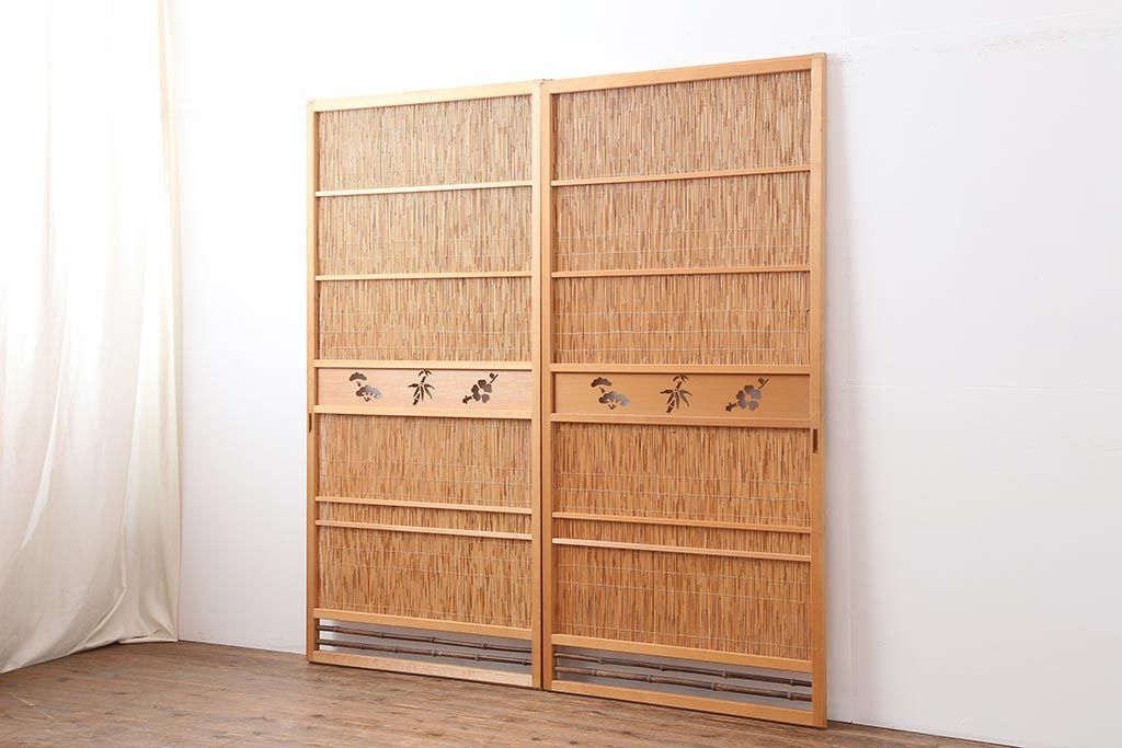▽現状販売▽ 御簾戸2枚セット ビンテージ建具 和製ビンテージ
