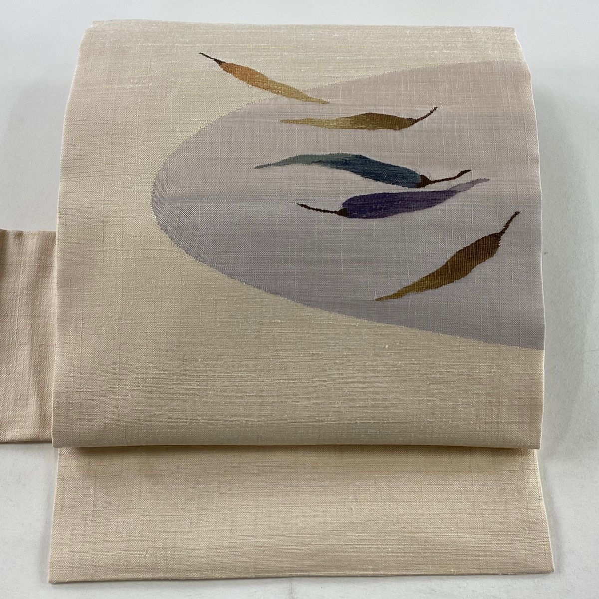 名古屋帯 秀品 柿渋染 生り物 ベージュ 正絹