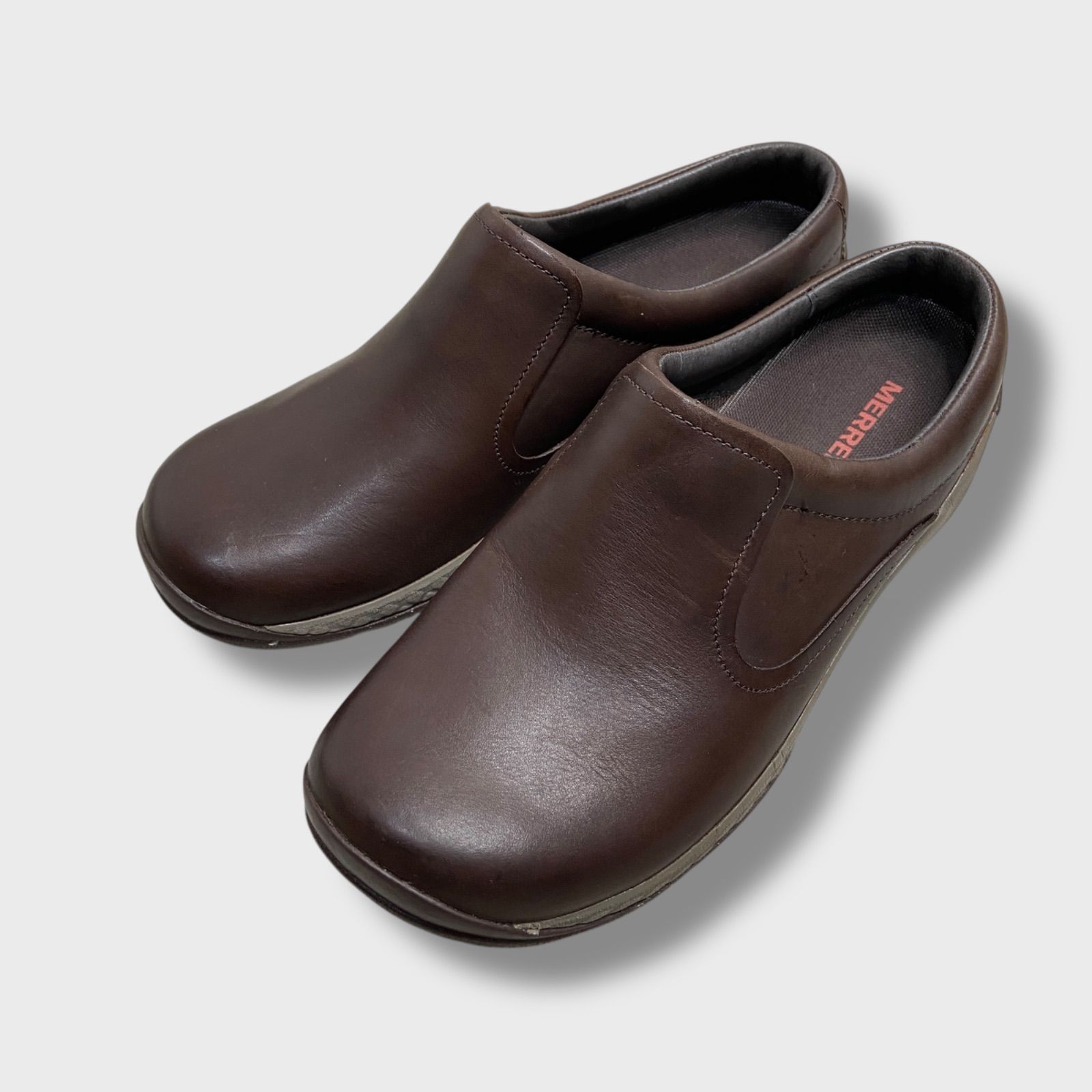 MERRELL メレル アンコールQ2 レザークロッグサンダル ブラウン レディース24cm