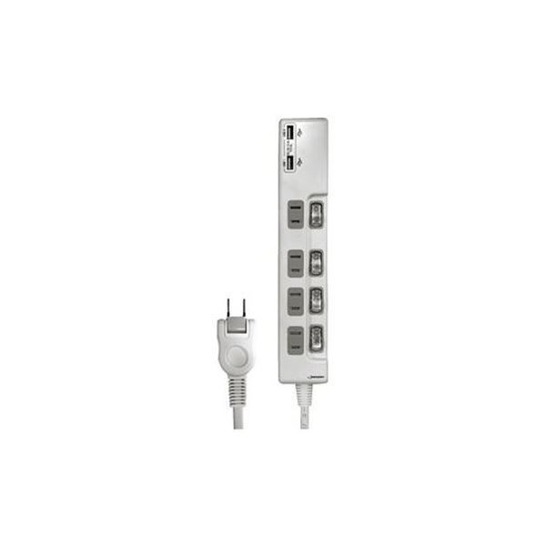（まとめ）HIDISC USB2ポート付き 節電タップ HDUTC4U2WH