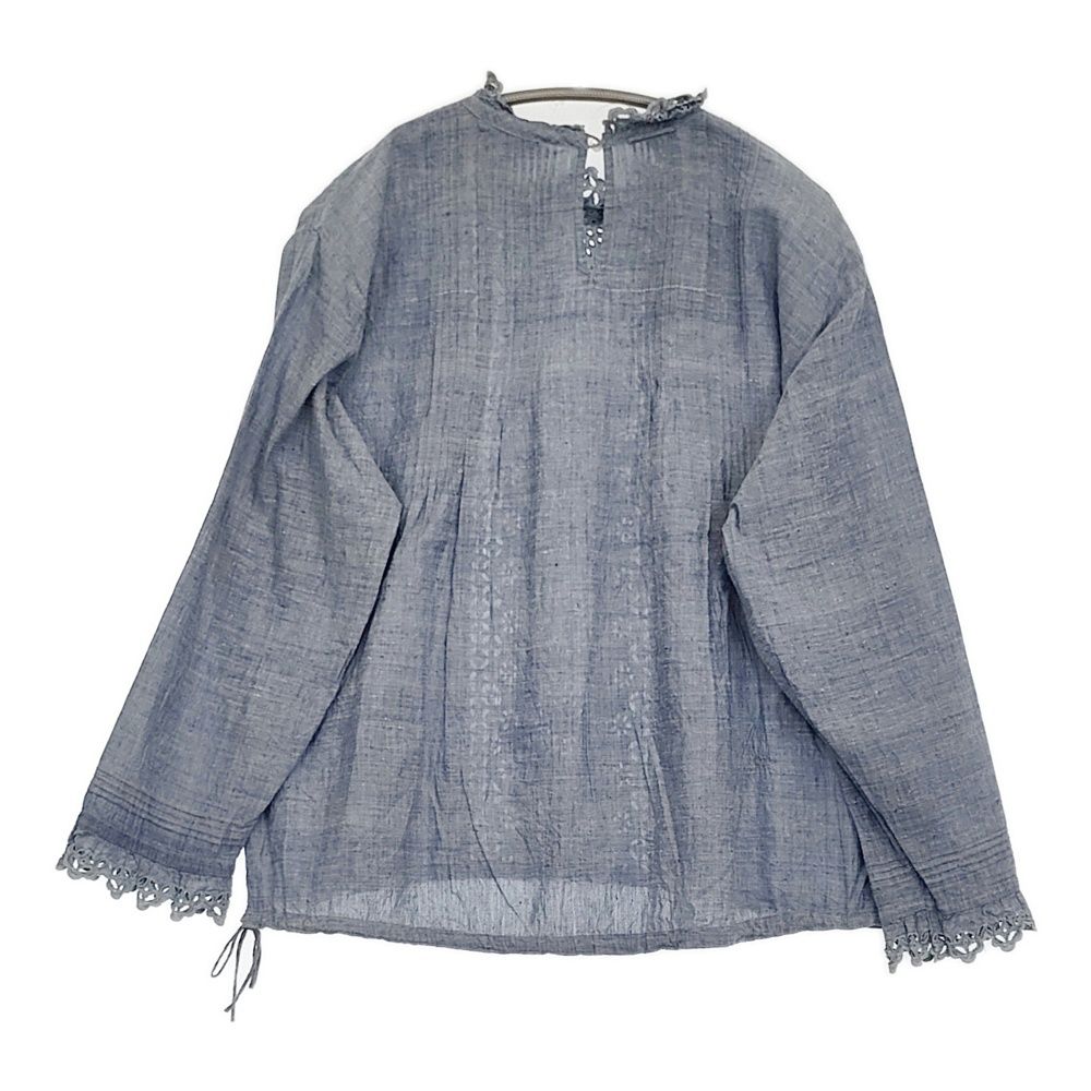 45R|45rpm 藍インドカディdeTシャツ 定価57200円 ブラウス シャツ ブルー レディース フォーティーファイブアールピーエム 5-0902M♪