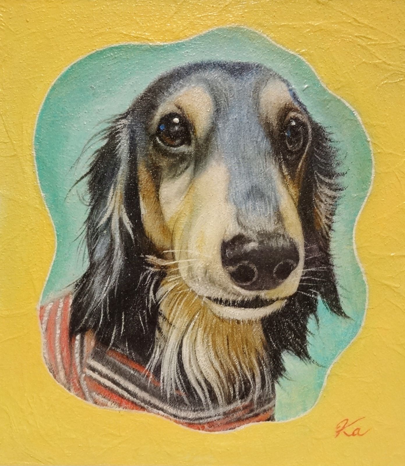 上鈴木正一(雅号/岳陽) 油彩画 普通色紙サイズ 『ペット肖像画