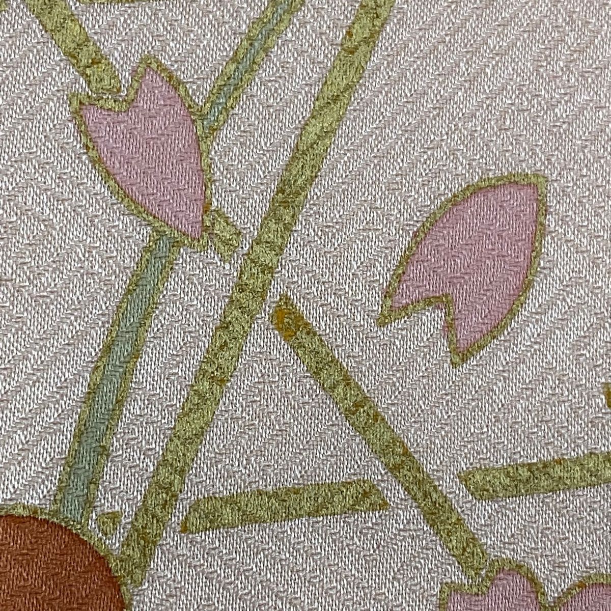 ★専用★未使用品 訪問着 枝花 くすみ紫 枝花 綸子 金彩 身丈162.0cm 訪問着 身丈152cm 裄丈64cm M 袷 枝梅 草花 刺繍 金彩 薄ピンク