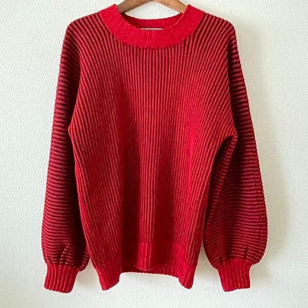 wnc サイトウトヨコ 斉藤都世子 ニット・セーター 赤 黒 ストライプ