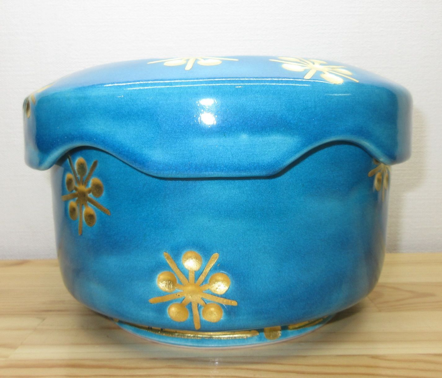 逢絢亭 茶道具 食籠 じきろ 萬古焼 トルコ釉 利休梅食籠 加賀瑞山