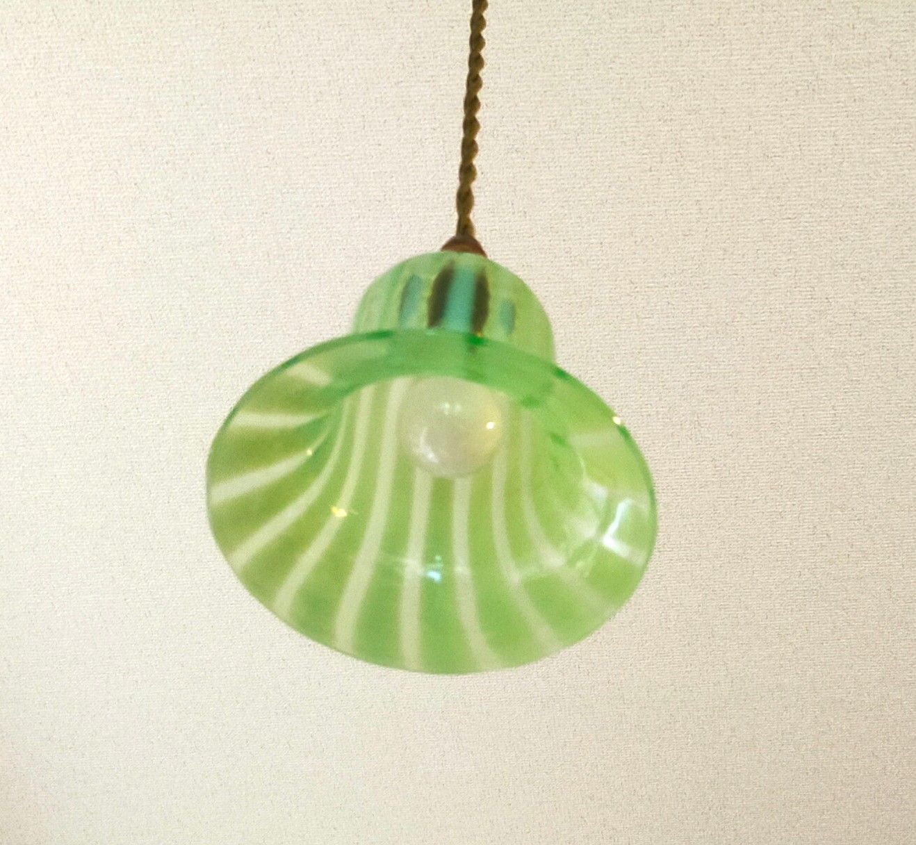 フランス アンティーク シェード ヴァセリン ウラン ガラス ランプ