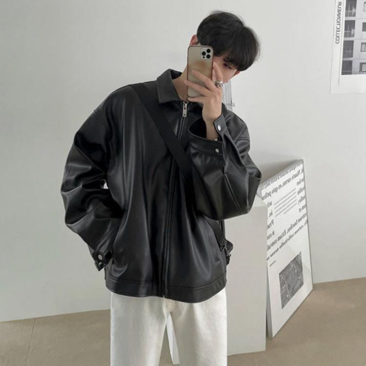 ブルゾン メンズ レザージャケット 合皮 フェイクレザー