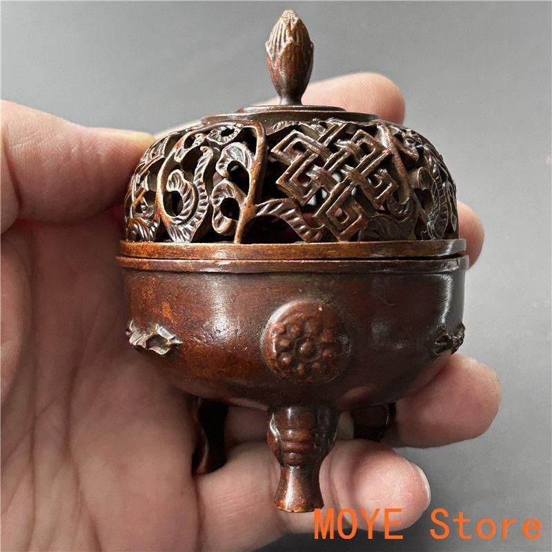 銅 細工 透かし彫り蓮華香炉 室内アロマ炉 茶道具 香道具 装飾品 工芸品 置物 銅 細工 香炉 蓮華薫香炉 盤香炉 茶室焚香炉 茶道具 香道具 工芸