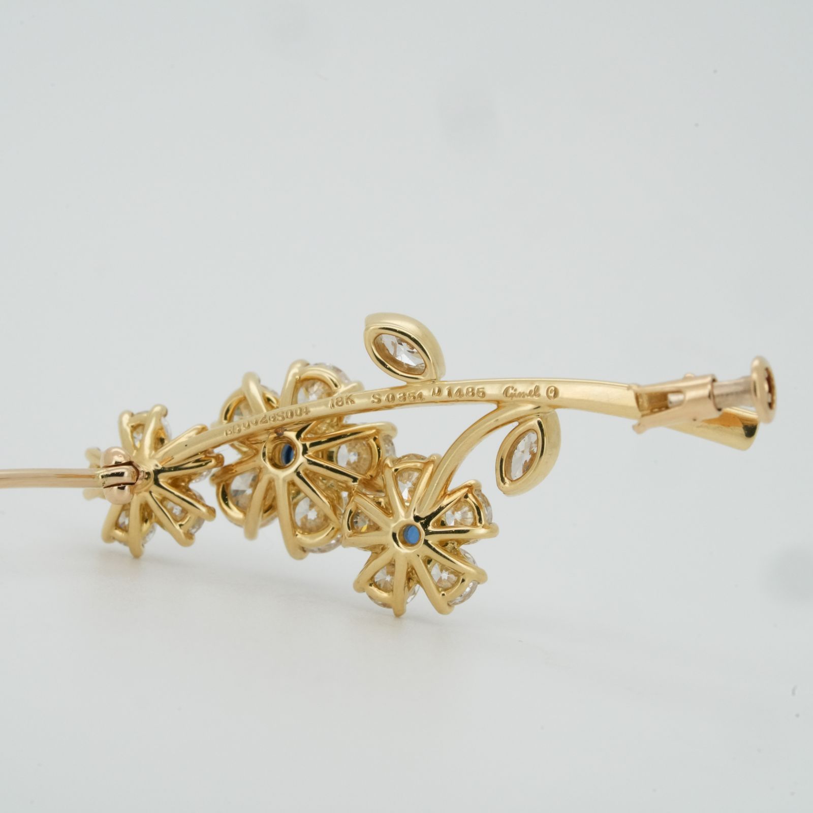 ギメル Gimel ブローチ K18YG サファイア 0.354ct ダイヤモンド
